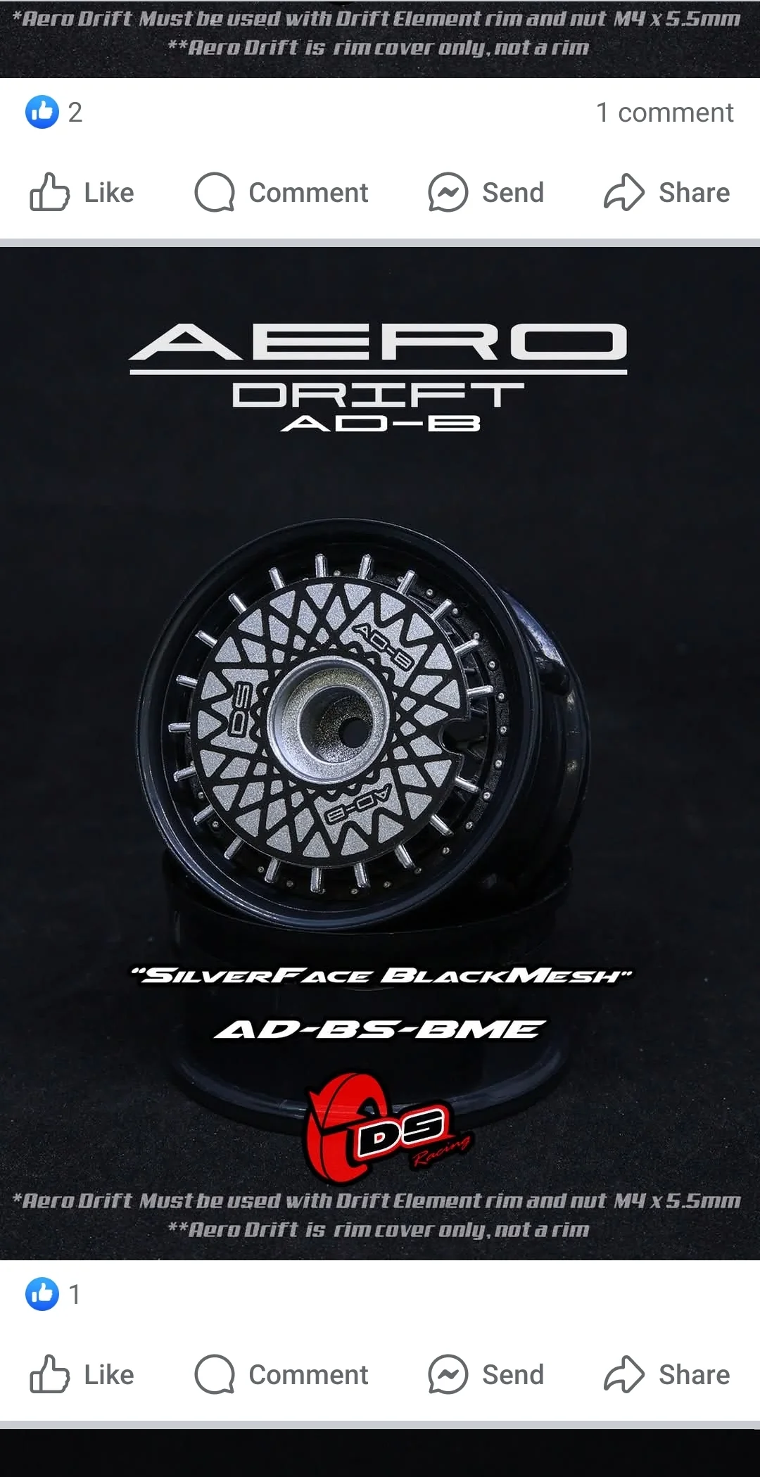 AERO disc silver or white flat ds racing - Image 2
