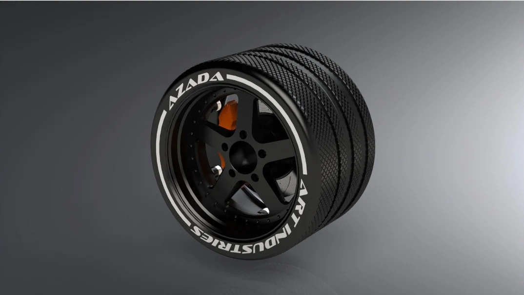 Azada Narrow 5 Spoke Steering Wheel - Black w/Orange Caliper AZ6116-BK-OG