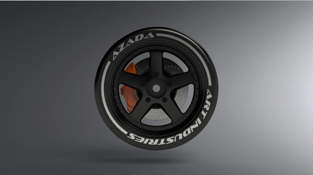 Azada Narrow 5 Spoke Steering Wheel - Black w/Orange Caliper AZ6116-BK-OG - Image 2