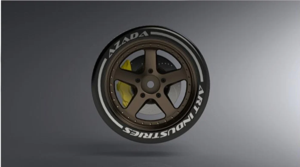 Azada Narrow 5 Spoke Steering Wheel - Bronze w/Yellow Caliper AZ6116-BR-YL - Image 2