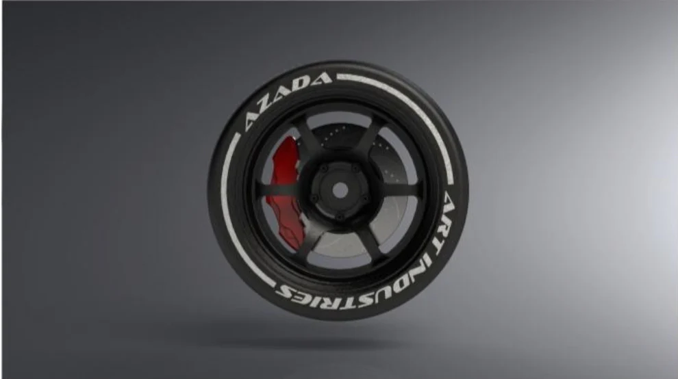 Azada Narrow 6 Spoke Steering Wheel - Black w/Red Caliper AZ6115 BK RD - Image 2