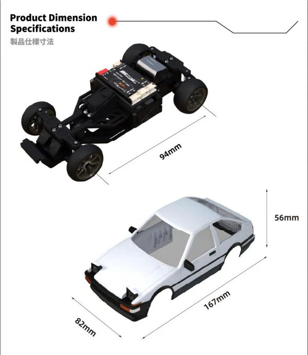 BM Racing 1/28 FLD ae 86 Drift Car RWD RTR EP w/ 2.4GHz Radio w/o Battery and Charger bmrx-fld-86 - Image 3