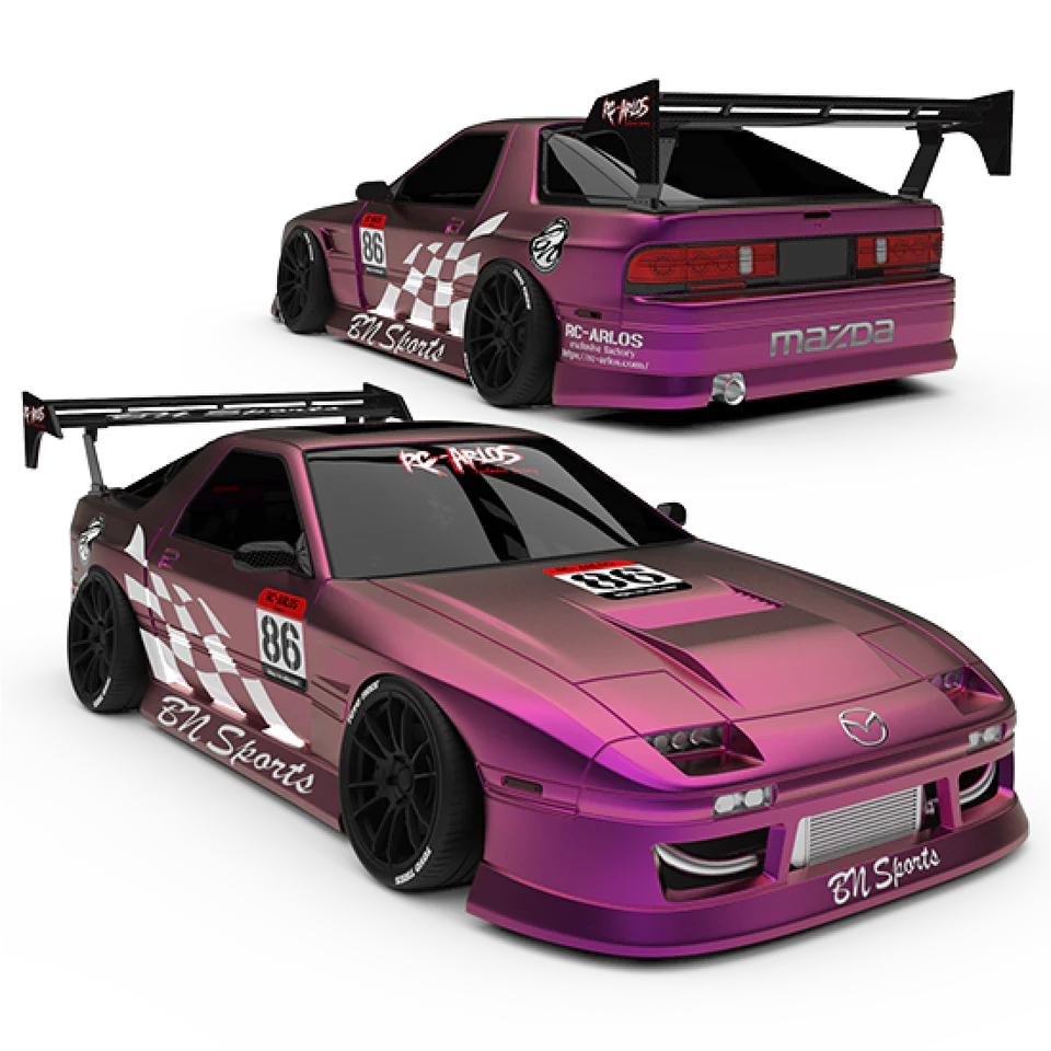 Mazda RX7 FC BN Sports Body Shell, 202mm - Clear Unpainted
