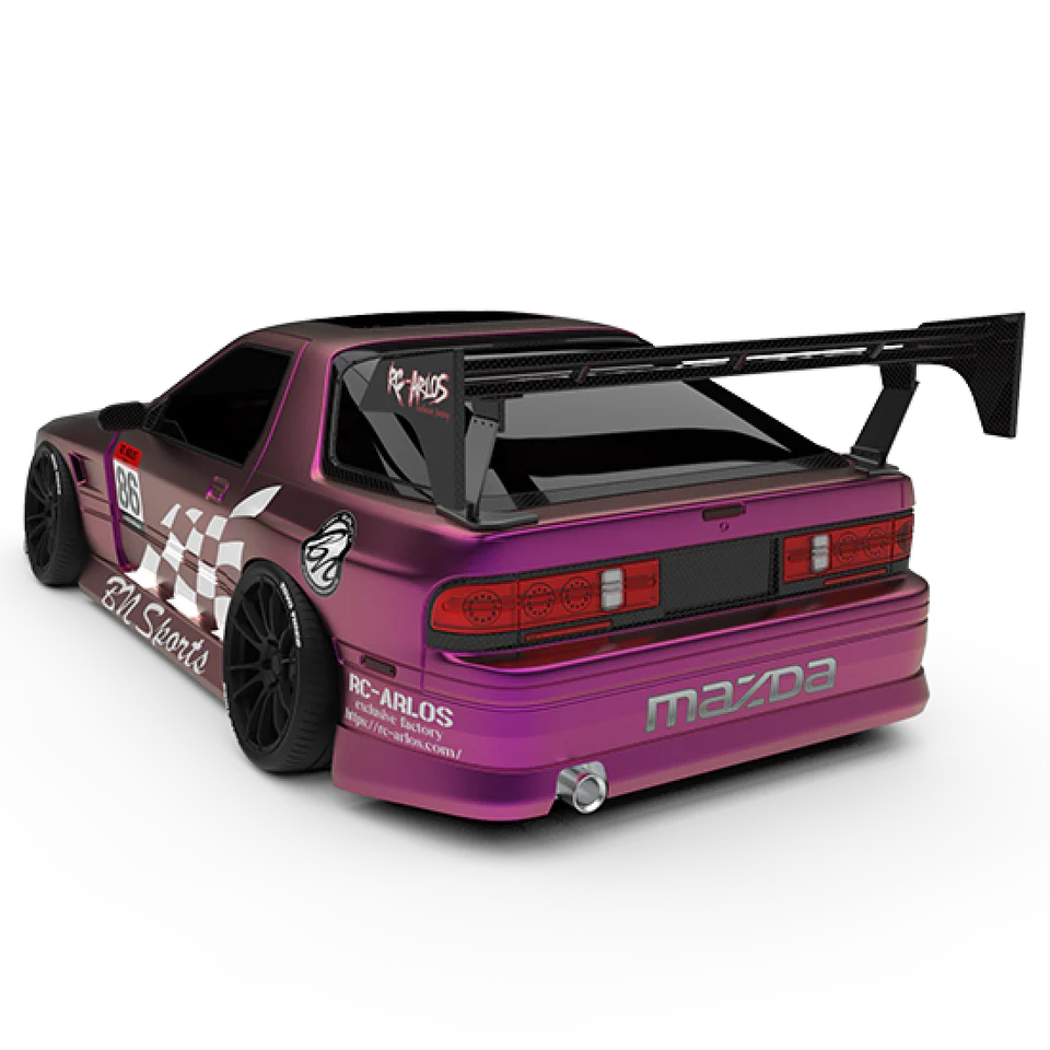 Mazda RX7 FC BN Sports Body Shell, 202mm - Clear Unpainted - Image 3