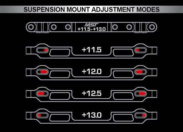 MST THA Suspension Mount Set Aluminium - (11.5-13mm) 210722 red or black - Image 3