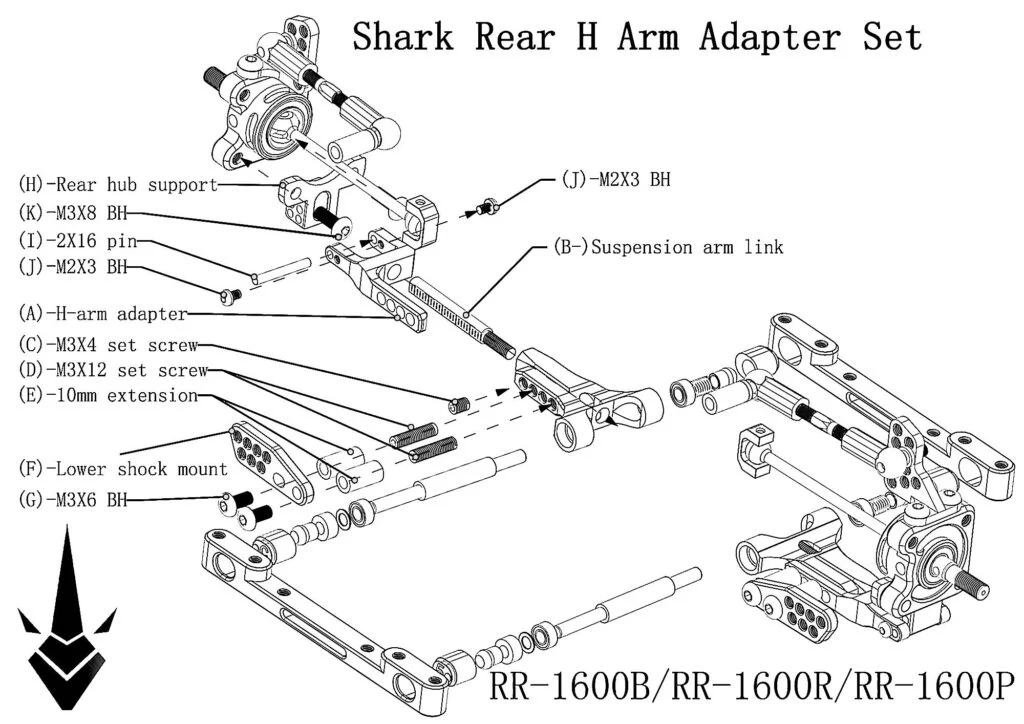 SHARK Rear H Adapter
For SHARK DDSS YD2 RMX RDX
RR-1600 - Image 5
