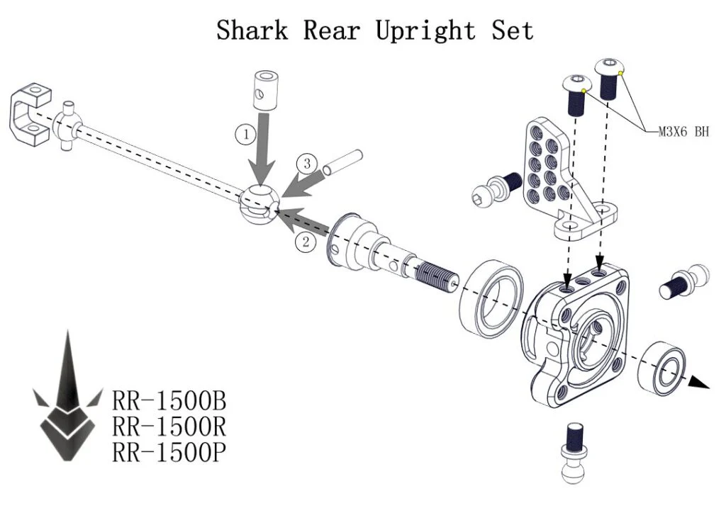 SHARK Rear Upright Set
For SHARK DDSS YD2 RMX RDX
RR-1500 - Image 5