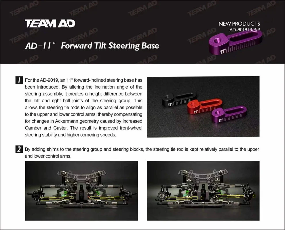 Team AD 11°Forward Tilt Steering Base various colours(FOR AD-9019) - Image 2